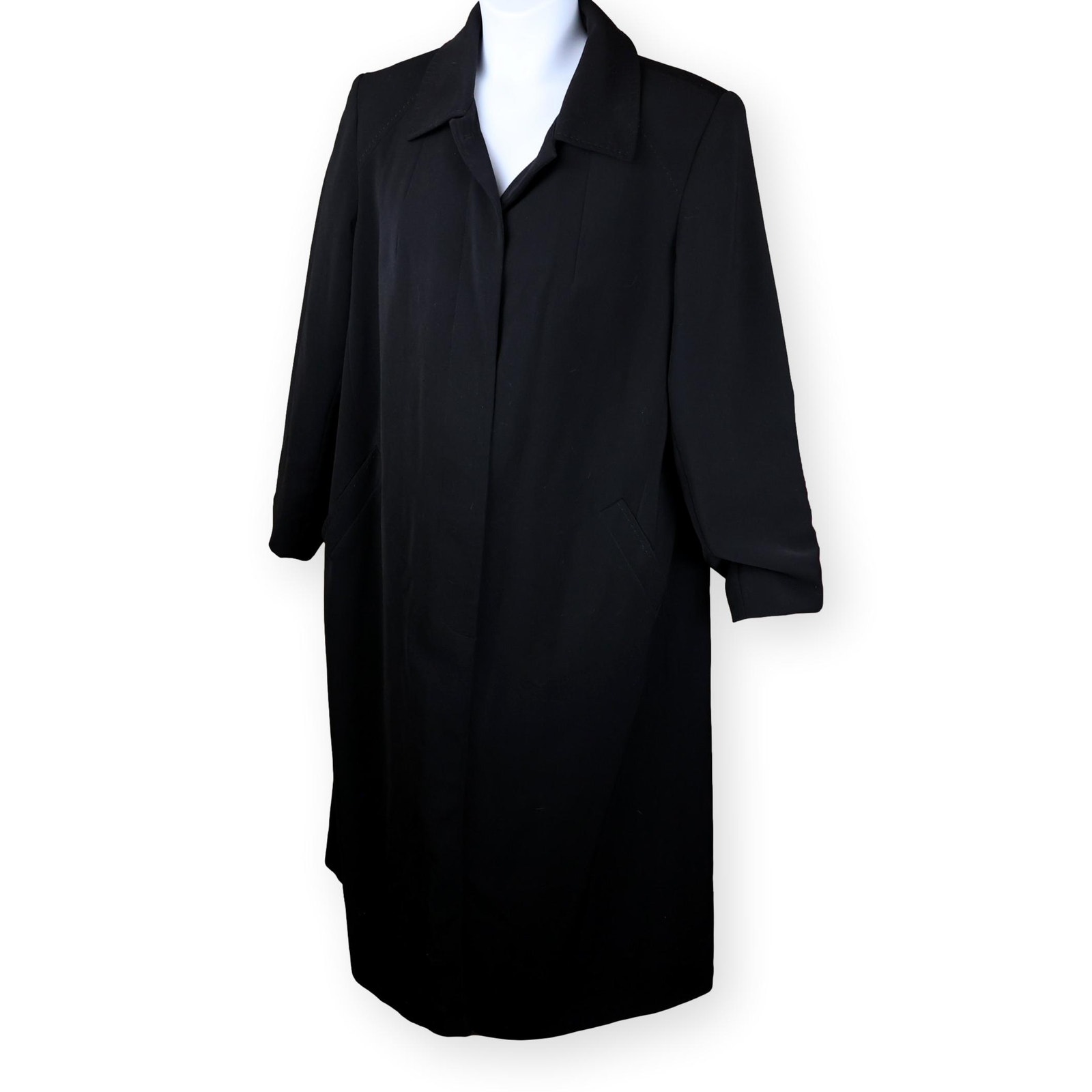 Gallery Woman Black Overcoat | Women’s 16w | Removable Liner Long Coat